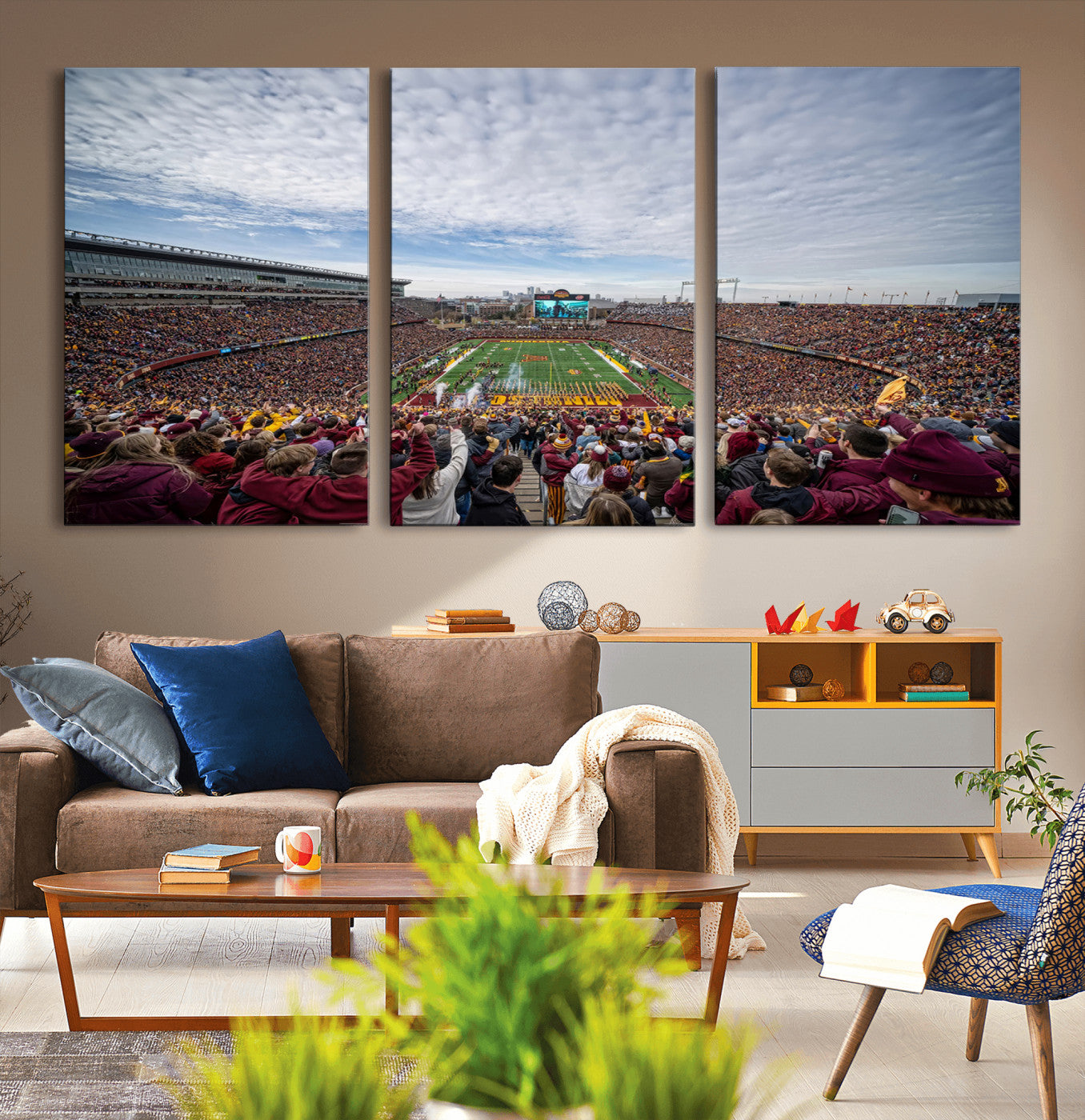 MGV-CV-60X30-3P - University of Minnesota Golden Gophers Football Team Print - Minneapolis Huntington Bank Stadium Art