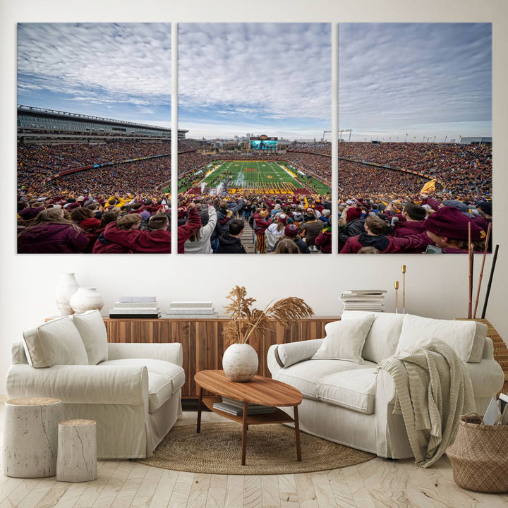 University of Minnesota Golden Gophers Football Team Print - Minneapolis Huntington Bank Stadium Wall Art Canvas Print