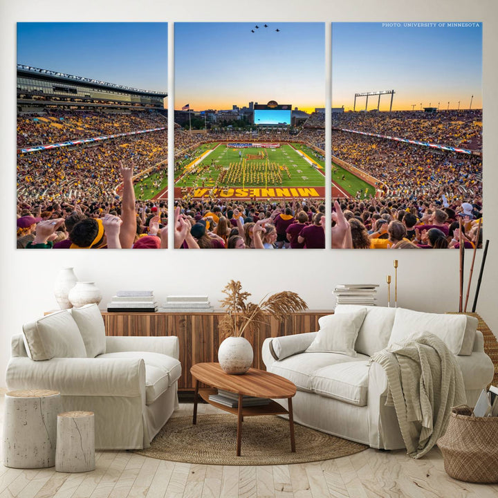 University of Minnesota Golden Gophers Football Team Print - Minneapolis Huntington Bank Stadium Wall Art Canvas Print