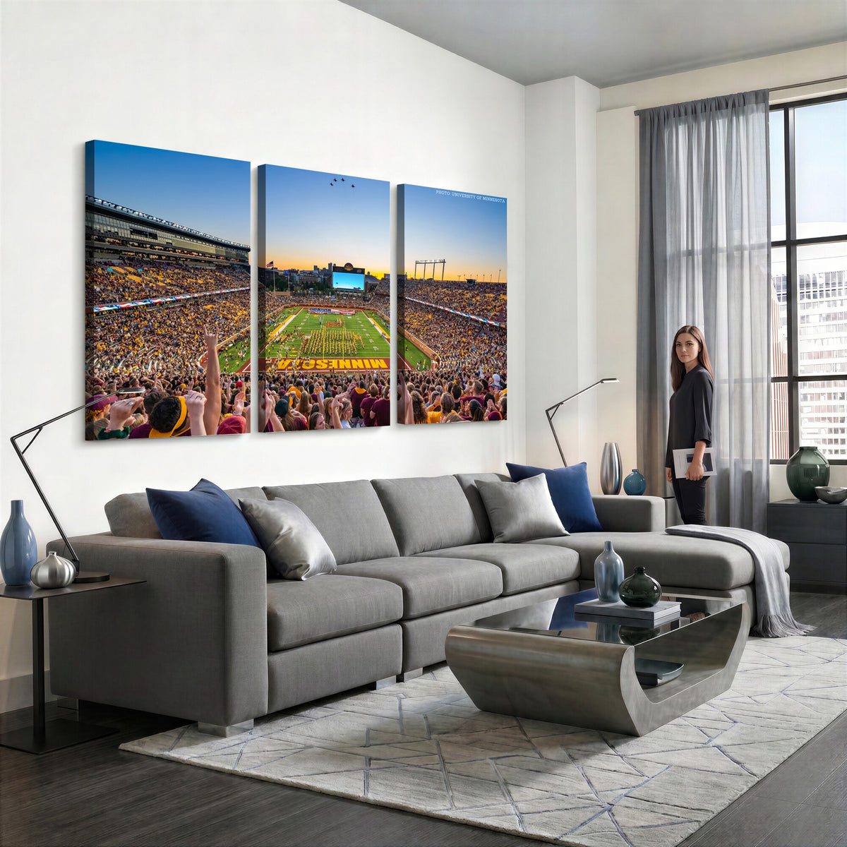 63452-PAN-FL-20X10 - University of Minnesota Golden Gophers Football Team Print - Minneapolis Huntington Bank Stadium