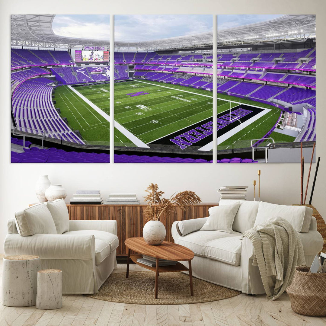 Northwestern University Wildcats Football Team Print - Evanston Ryan Field Wall Art Canvas Print