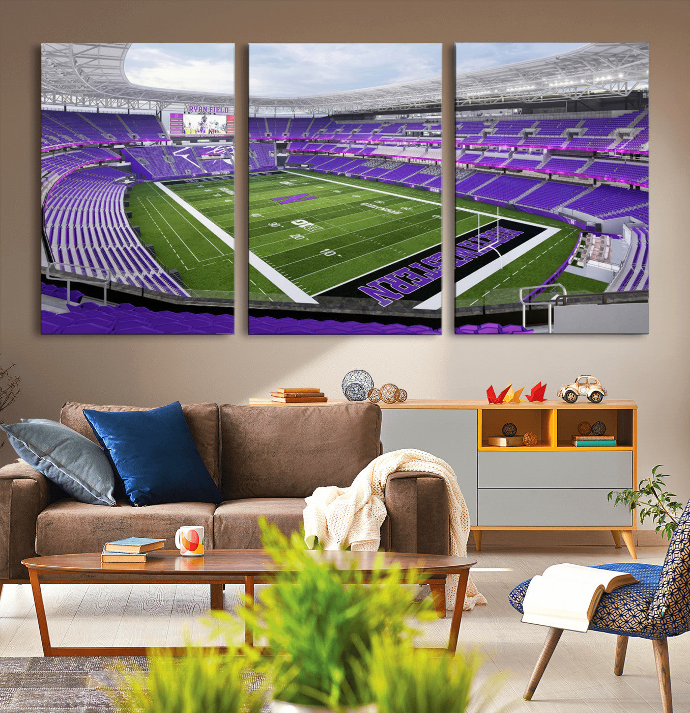 MGV-CV-60X30-3P - Northwestern University Wildcats Football Team Print - Evanston Ryan Field Wall Art Canvas Print