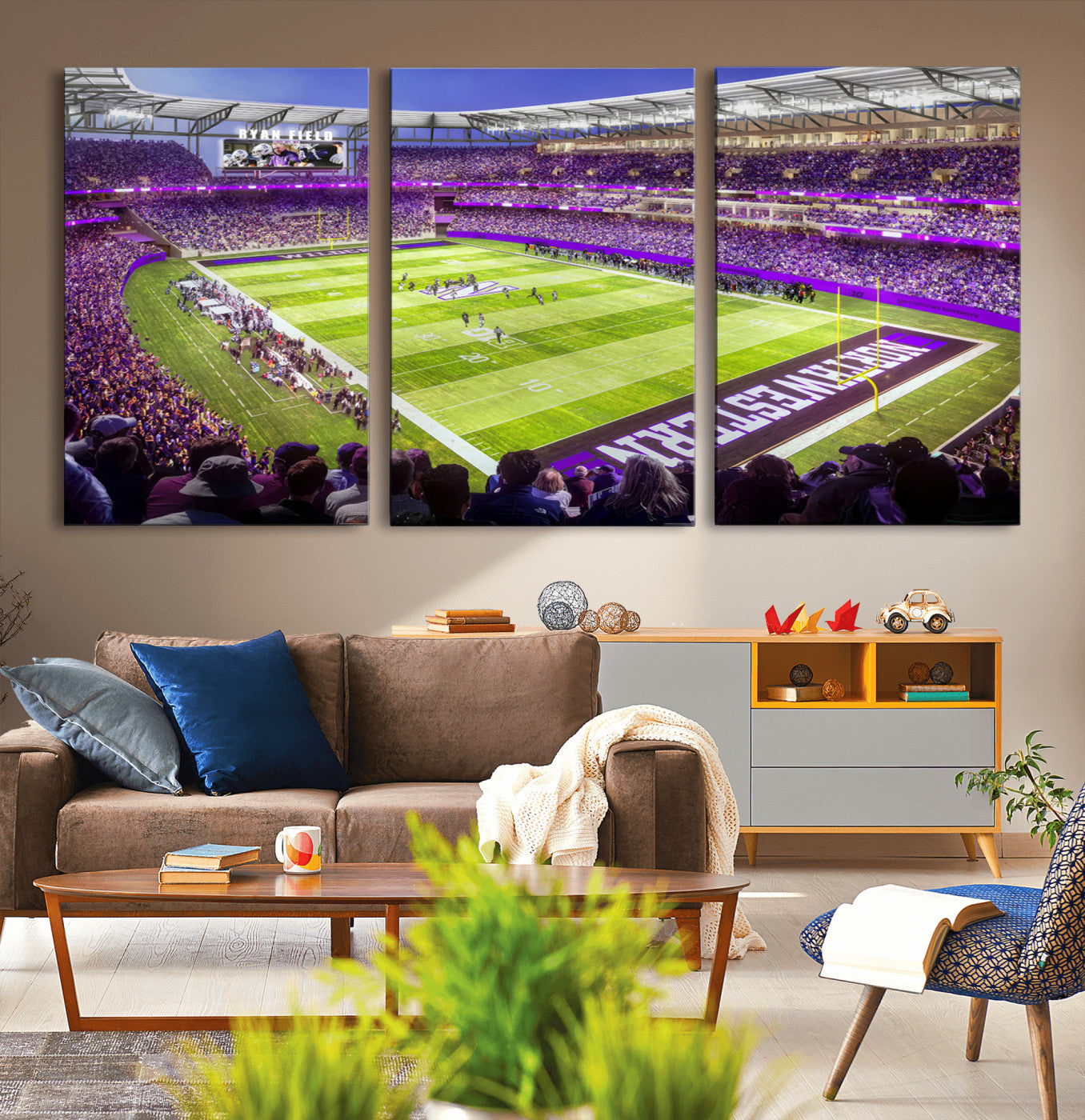 MGV-CV-60X30-3P - Northwestern University Wildcats Football Team Print - Evanston Ryan Field Wall Art Canvas Print