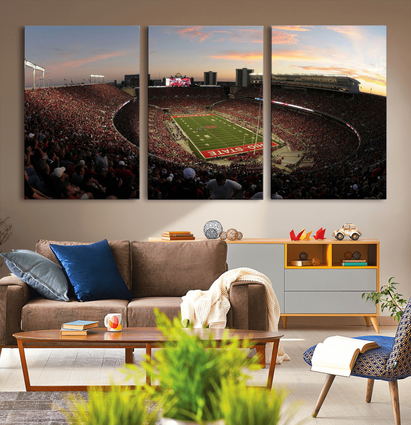 28825-MGV-CV-36X24-Ohio State University Buckeyes Football Team Print - Columbus Ohio Stadium Wall Art Canvas Print