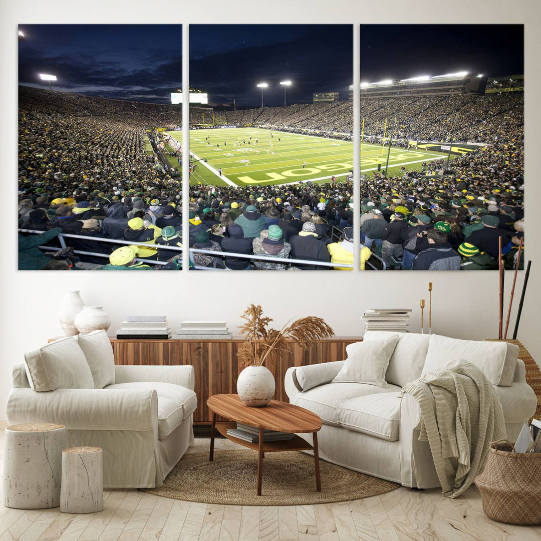 University of Oregon Ducks Football Team Print - Eugene Autzen Stadium Wall Art Canvas Print