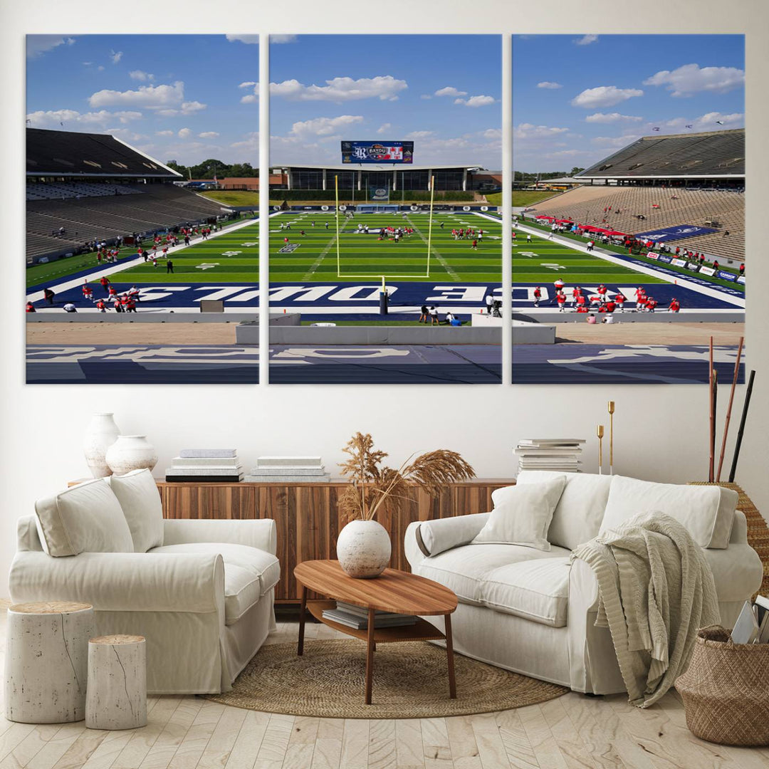 Rice University Owls Football Team Print - Houston Rice Stadium Wall Art Canvas Print