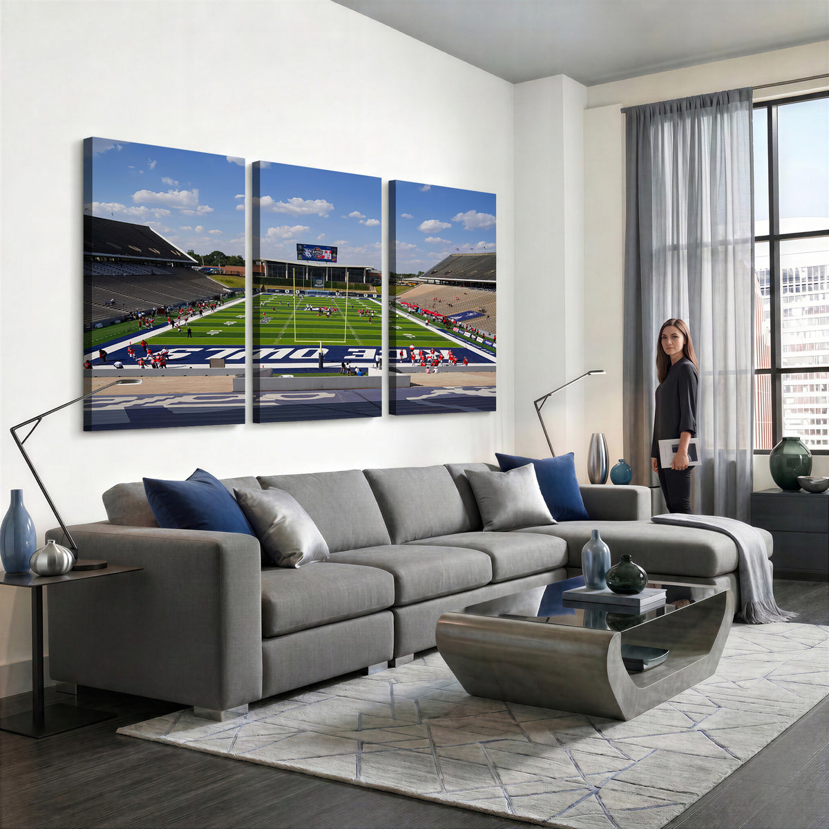 92248-MGV-CV-36X24 - Rice University Owls Football Team Print, Houston Rice Stadium