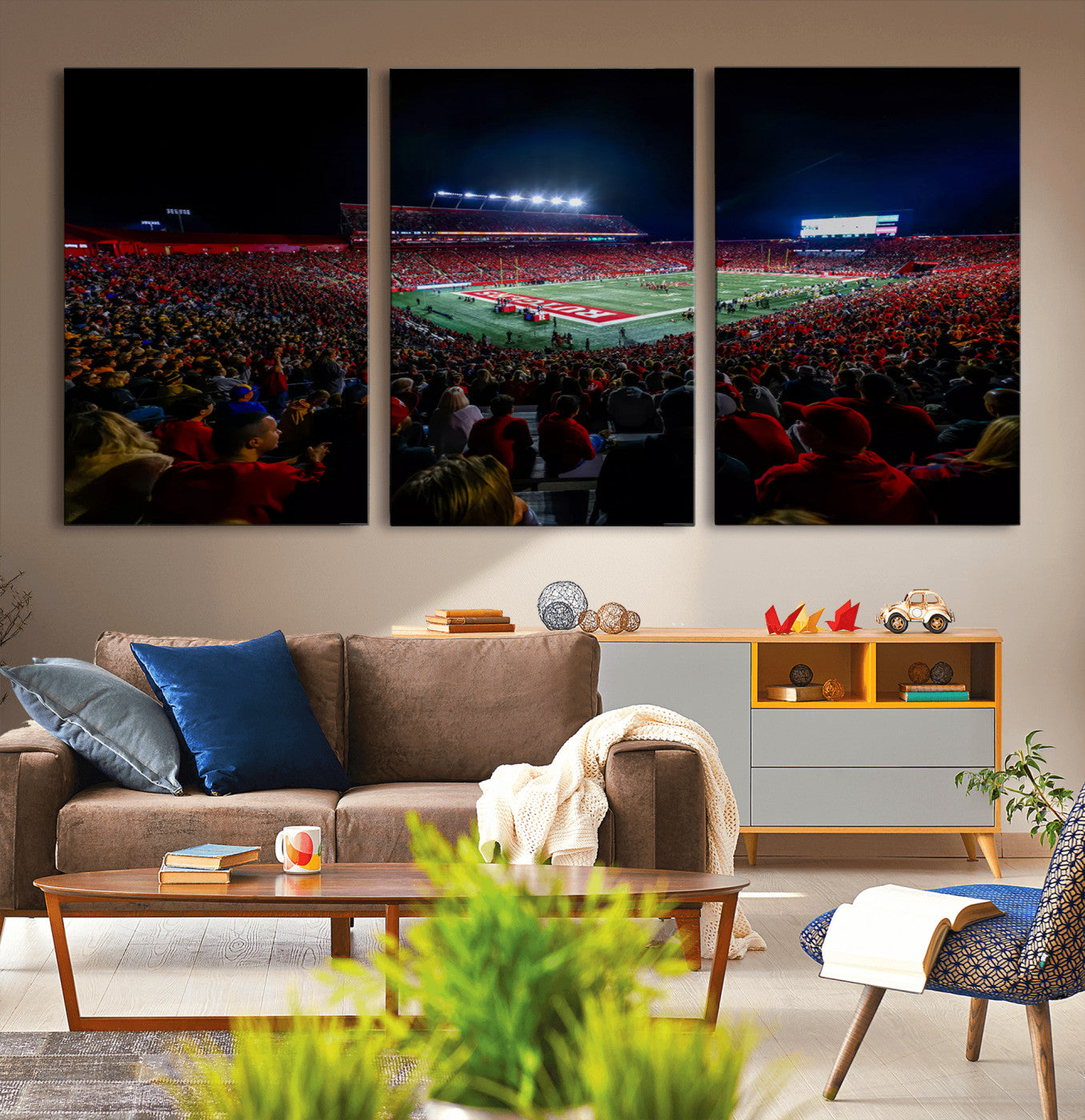 MGV-CV-60X30-3P - Rutgers Scarlet Knights Football Team Print - SHI Stadium, Piscataway Wall Art Canvas Print