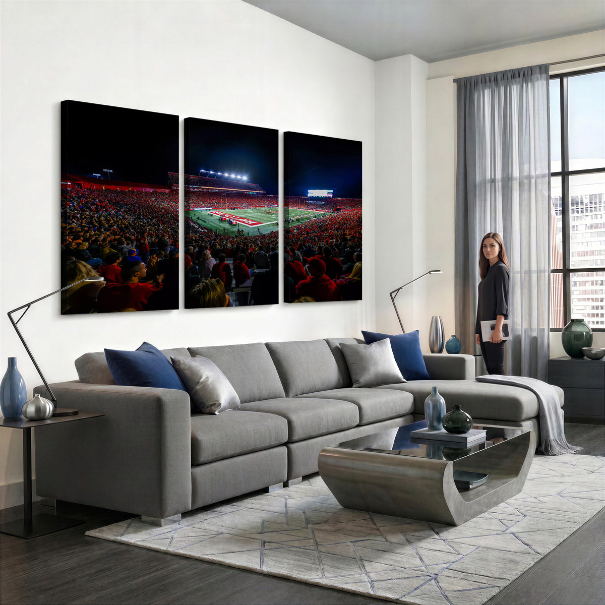 18115-PAN-FL-20X10 - Rutgers Scarlet Knights Football Team Print - SHI Stadium, Piscataway Wall Art Canvas Print