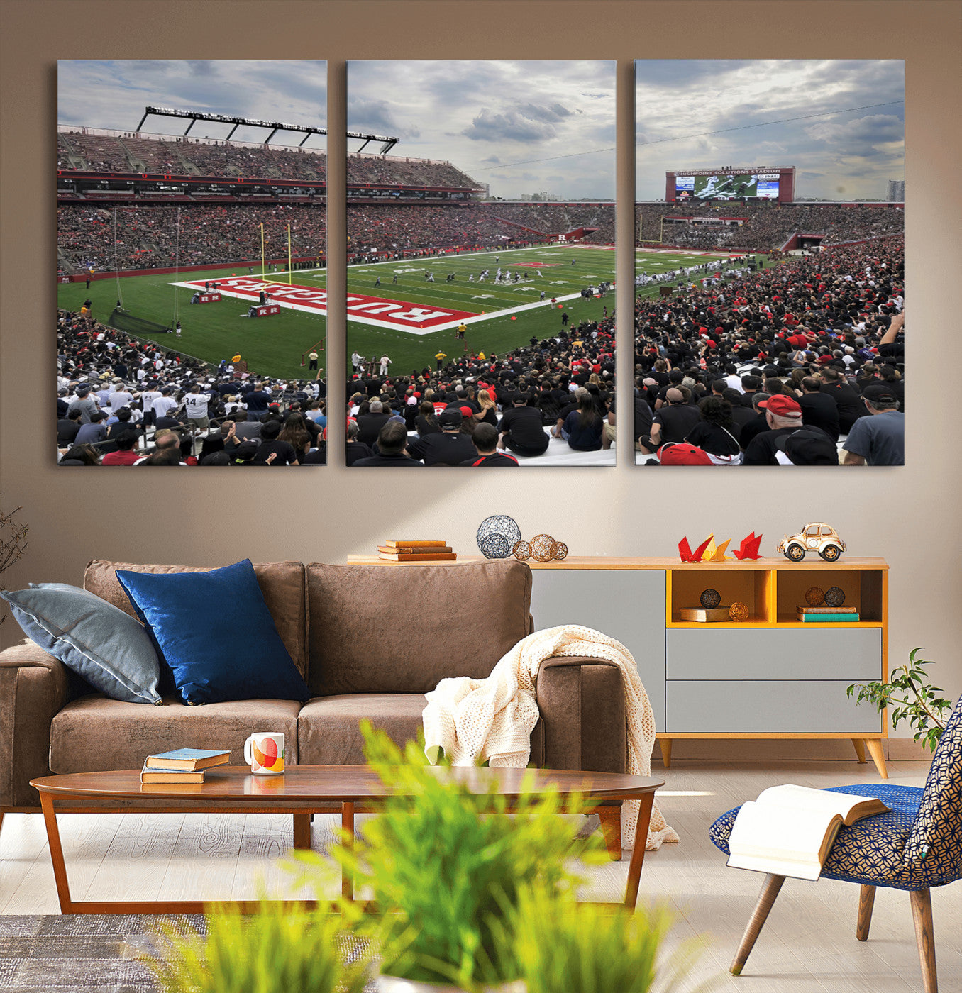 MGV-CV-60X30-3P - Rutgers Scarlet Knights Football Team Print - SHI Stadium, Piscataway Wall Art Canvas Print