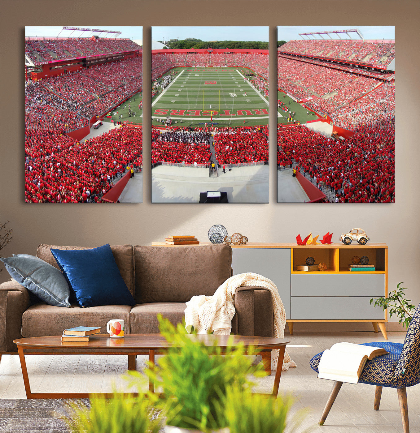 MGV-CV-60X30-3P - Rutgers Scarlet Knights Football Team Print - Piscataway SHI Stadium Wall Art Canvas Print