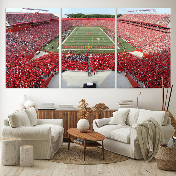 Rutgers Scarlet Knights Football Team Print - Piscataway SHI Stadium Wall Art Canvas Print