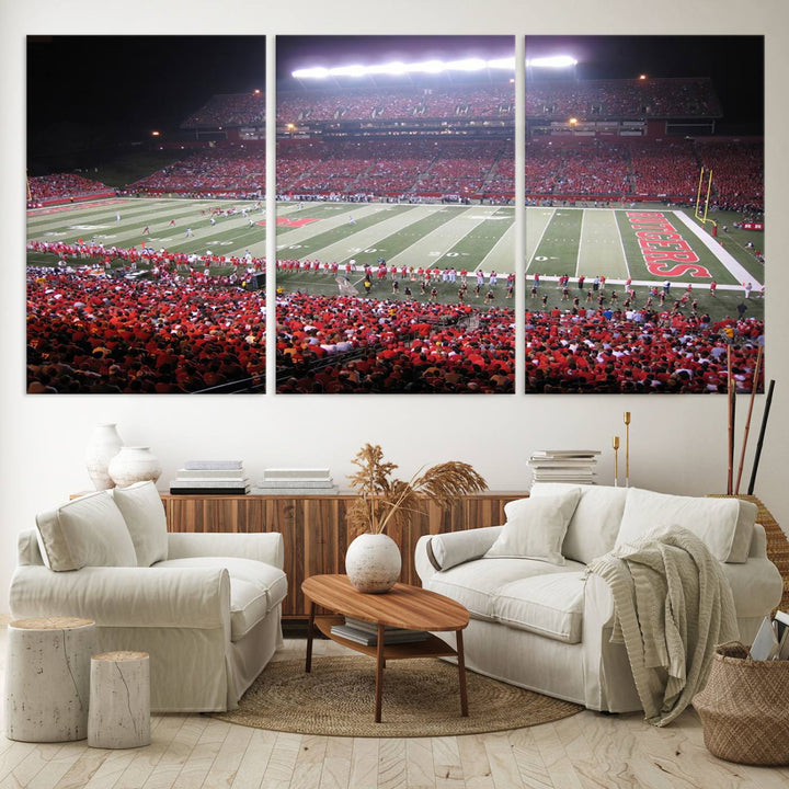 Rutgers University Scarlet Knights Football Team Print - Piscataway SHI Stadium Wall Art Canvas Print