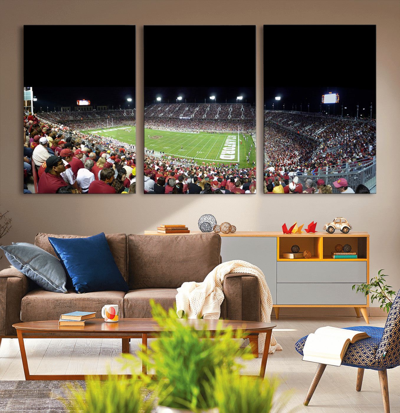MGV-CV-60X30-3P - Stanford University Cardinal Football Team Print - Stanford Stadium Wall Art Canvas Print