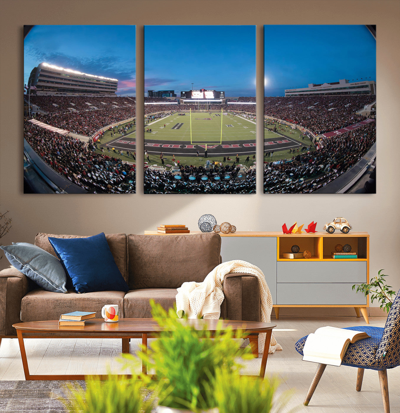 60763-MGV-CV-36X24-Texas Tech Red Raiders Canvas, Framed Football Team Print - Lubbock Jones AT&T Stadium Wall Art