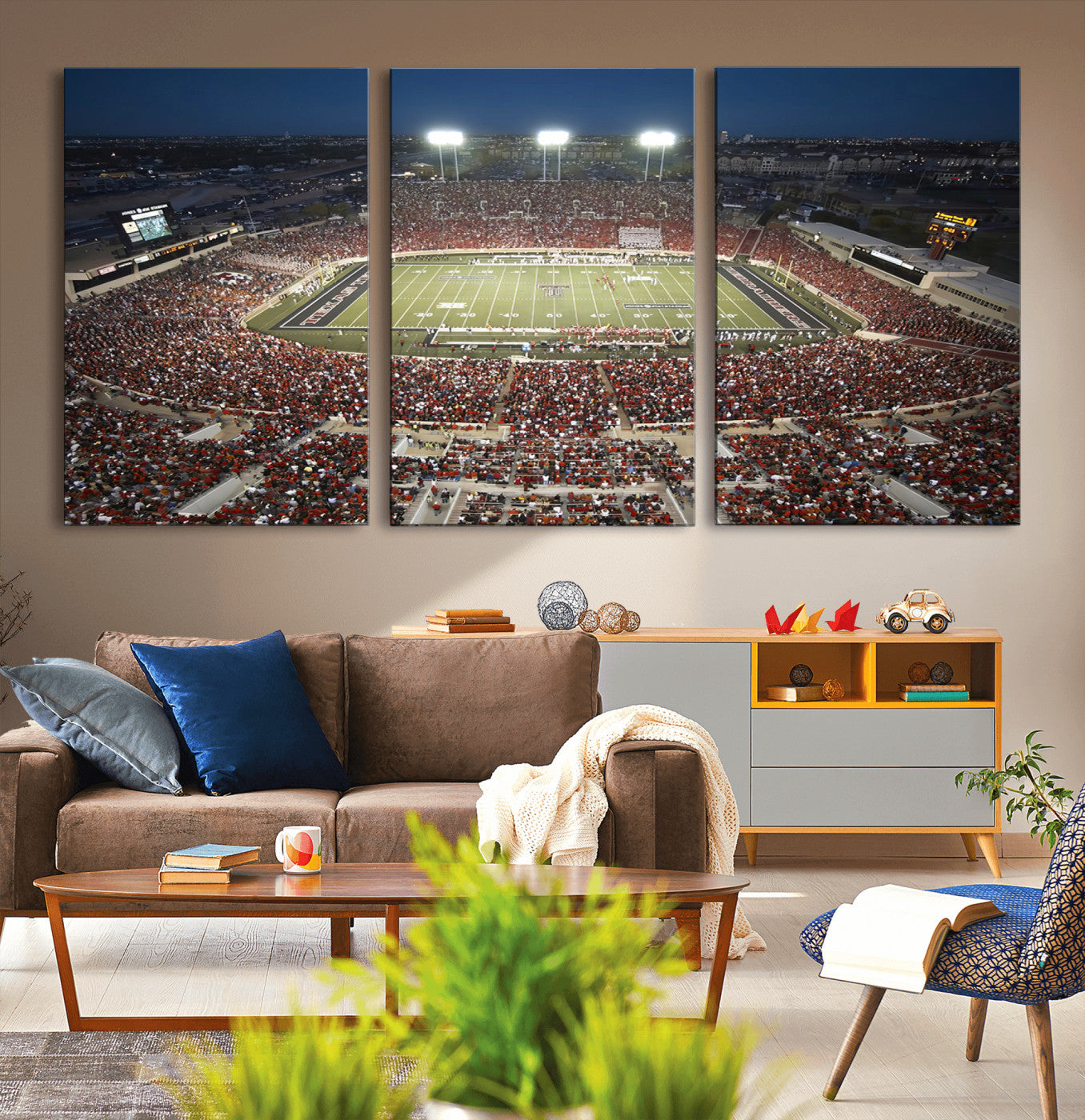 MGV-CV-60X30-3P - Texas Tech Red Raiders Football Team Print - Lubbock Jones AT&T Stadium Wall Art Canvas Print