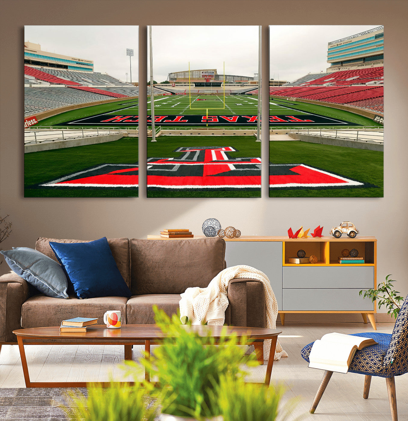 MGV-CV-60X30-3P - Texas Tech Red Raiders Football Team Print - Lubbock Jones AT&T Stadium Wall Art Canvas Print