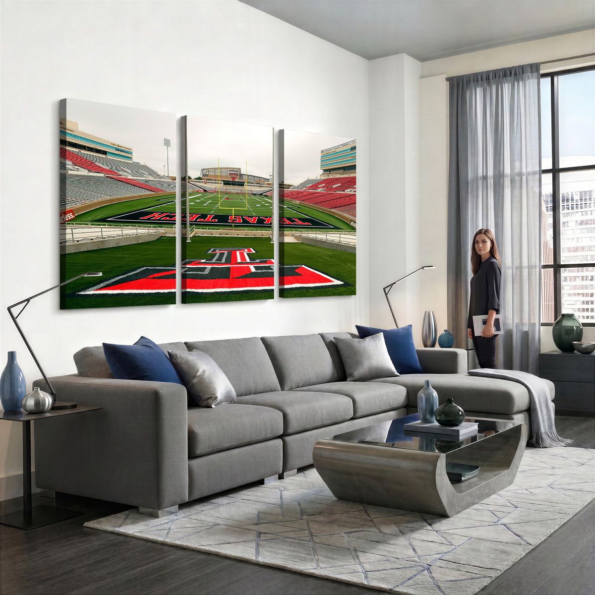 43169-PAN-FL-20X10 - Texas Tech Red Raiders Football Team Print - Lubbock Jones AT&T Stadium Wall Art Canvas Print