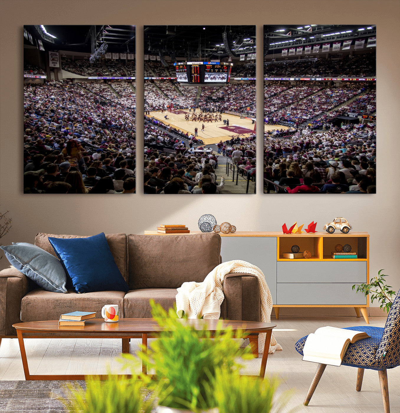 MGV-CV-60X30-3P - University of Nebraska Cornhuskers Basketball Team Print - Lincoln Red Arena Wall Art Canvas Print