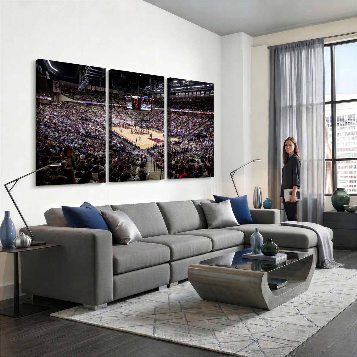 76876-MGV-CV-36X24 - University of Nebraska Cornhuskers Basketball Team Print - Lincoln Red Arena Wall Art Canvas Print