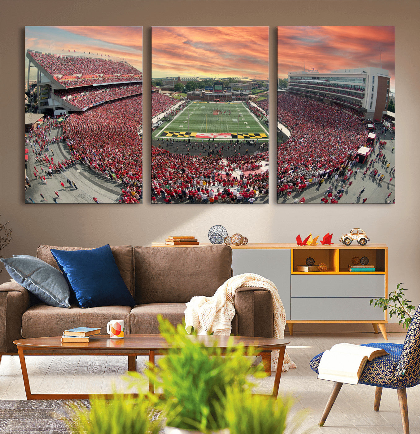 MGV-CV-60X30-3P - University of Maryland Terrapins Football Team Print - College Park SECU Stadium Wall Art Canvas