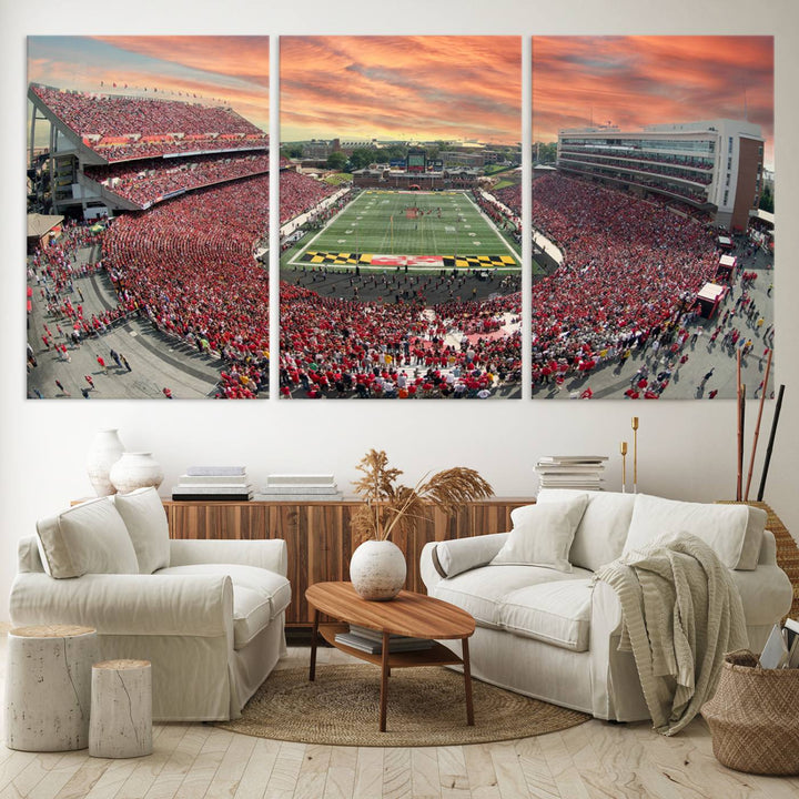 University of Maryland Terrapins Football Team Print - College Park SECU Stadium Wall Art Canvas Print