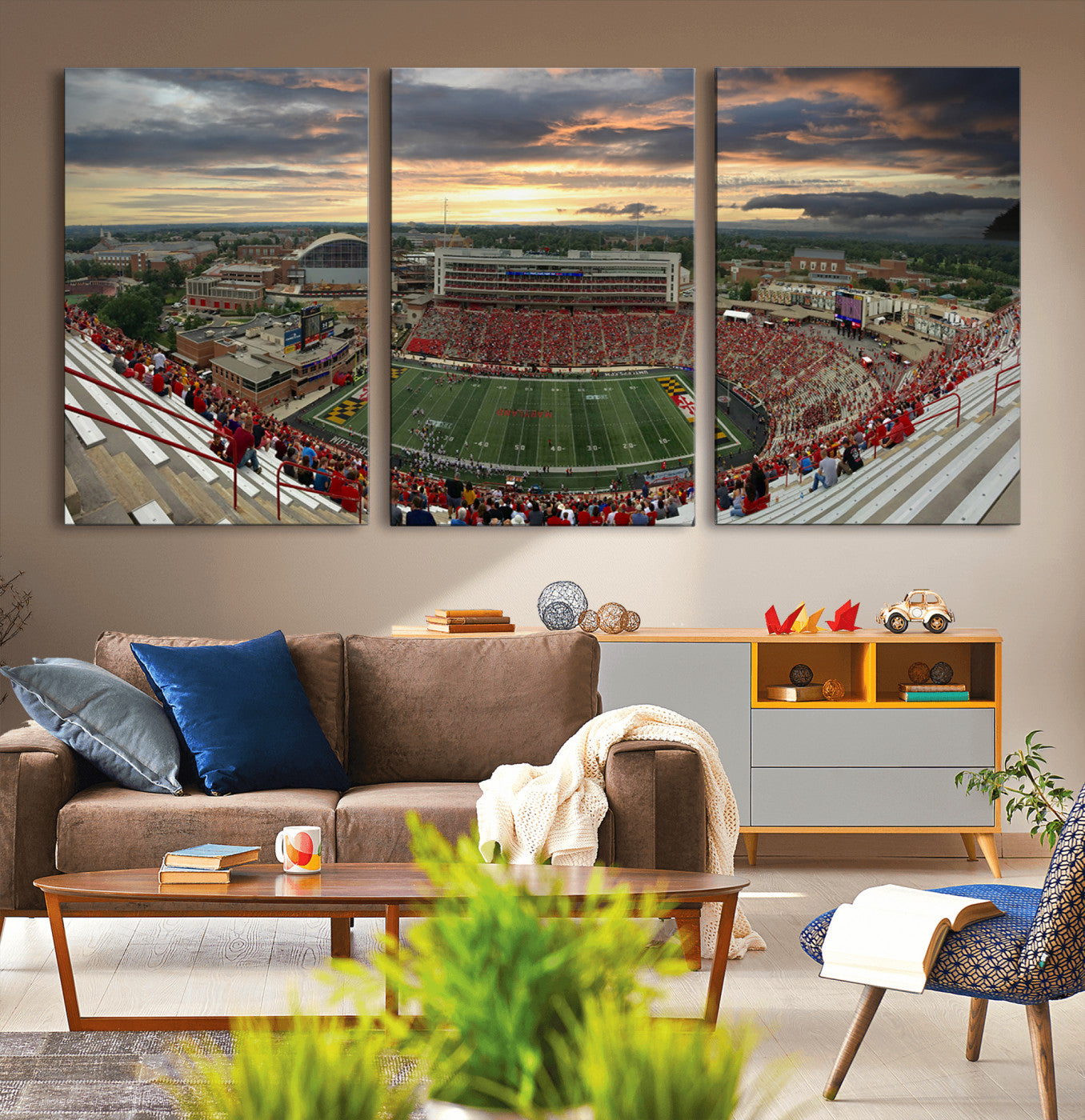 MGV-CV-60X30-3P - University of Maryland Terrapins Football Team Print - College Park SECU Stadium Wall Art Canvas