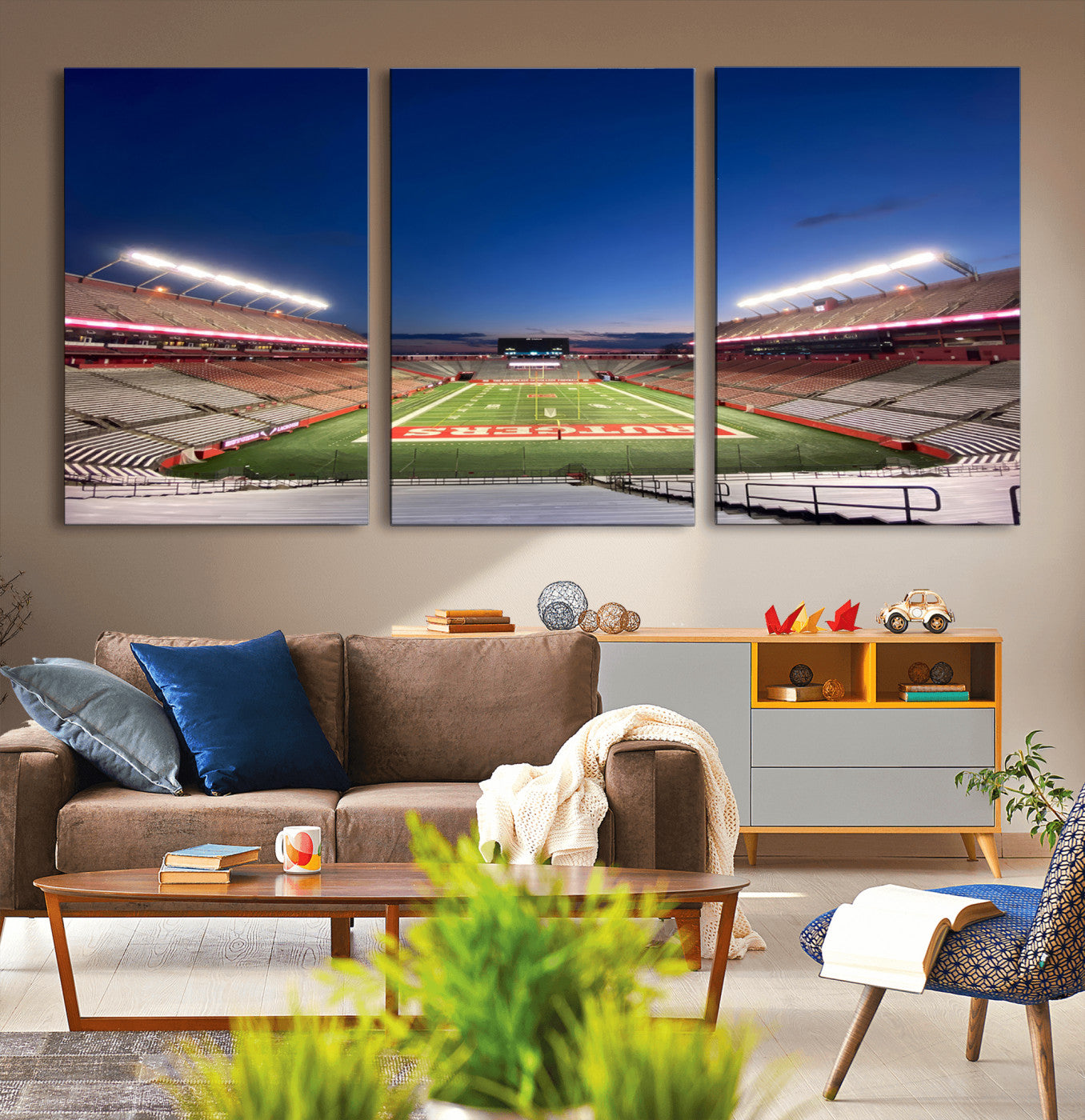 MGV-CV-60X30-3P - Rutgers Scarlet Knights Football Team Print - Piscataway SHI Stadium Wall Art Canvas Print