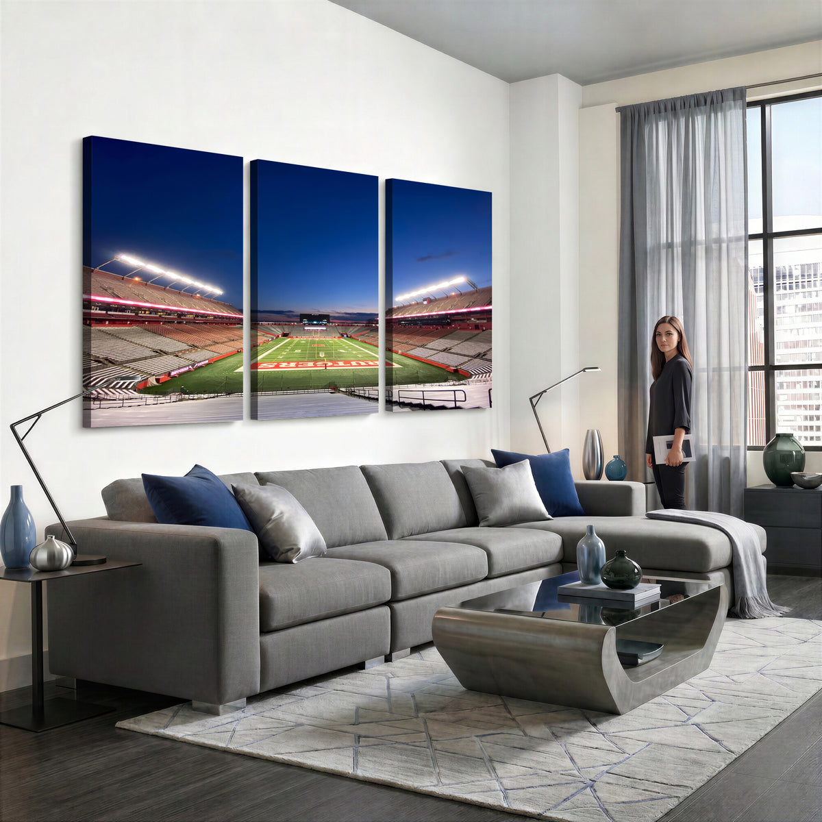 15051-MGV-CV-36X24 - Rutgers Scarlet Knights Football Team Print, Piscataway SHI Stadium