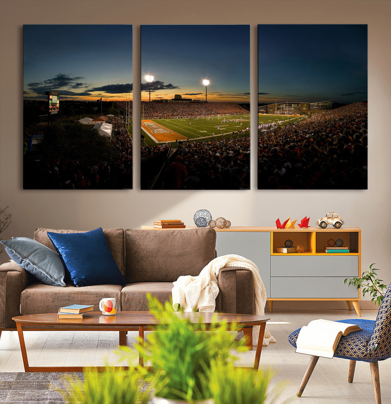 MGV-CV-60X30-3P - Ball State Cardinals Football Team Print - Muncie Scheumann Stadium Wall Art Canvas Print