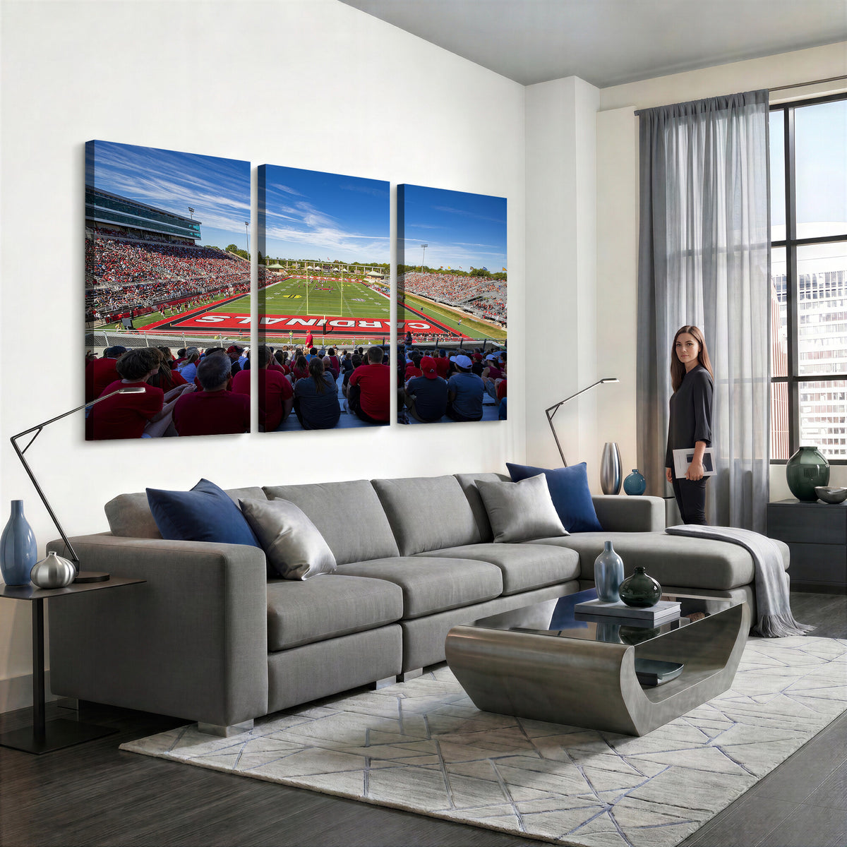 71475-PAN-FL-20X10 - Ball State Cardinals Football Team Print - Muncie Scheumann Stadium Wall Art Canvas Print