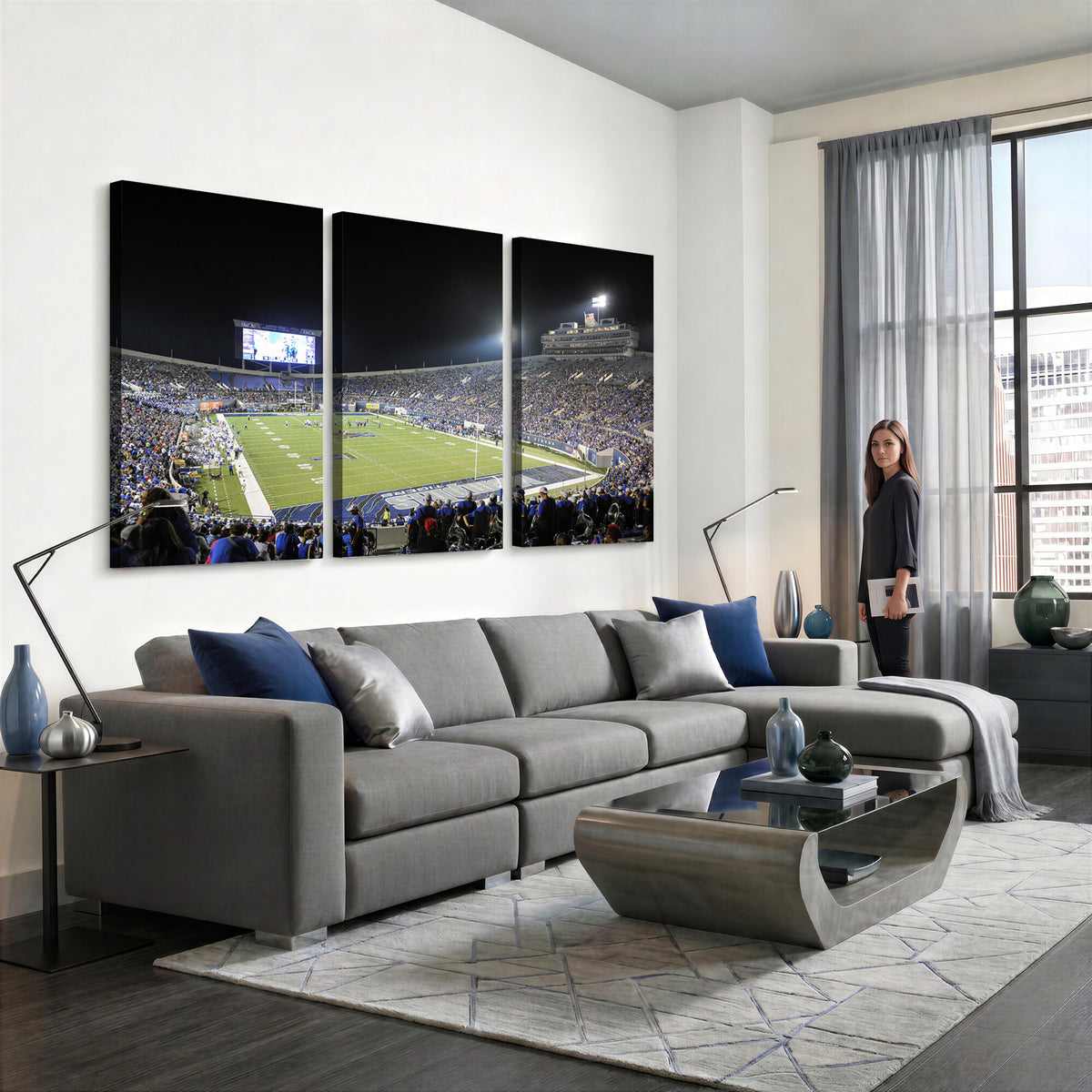 10894-PAN-FL-20X10 - University of Memphis Tigers Football Team Print - Memphis Simmons Bank Liberty Stadium Wall Art