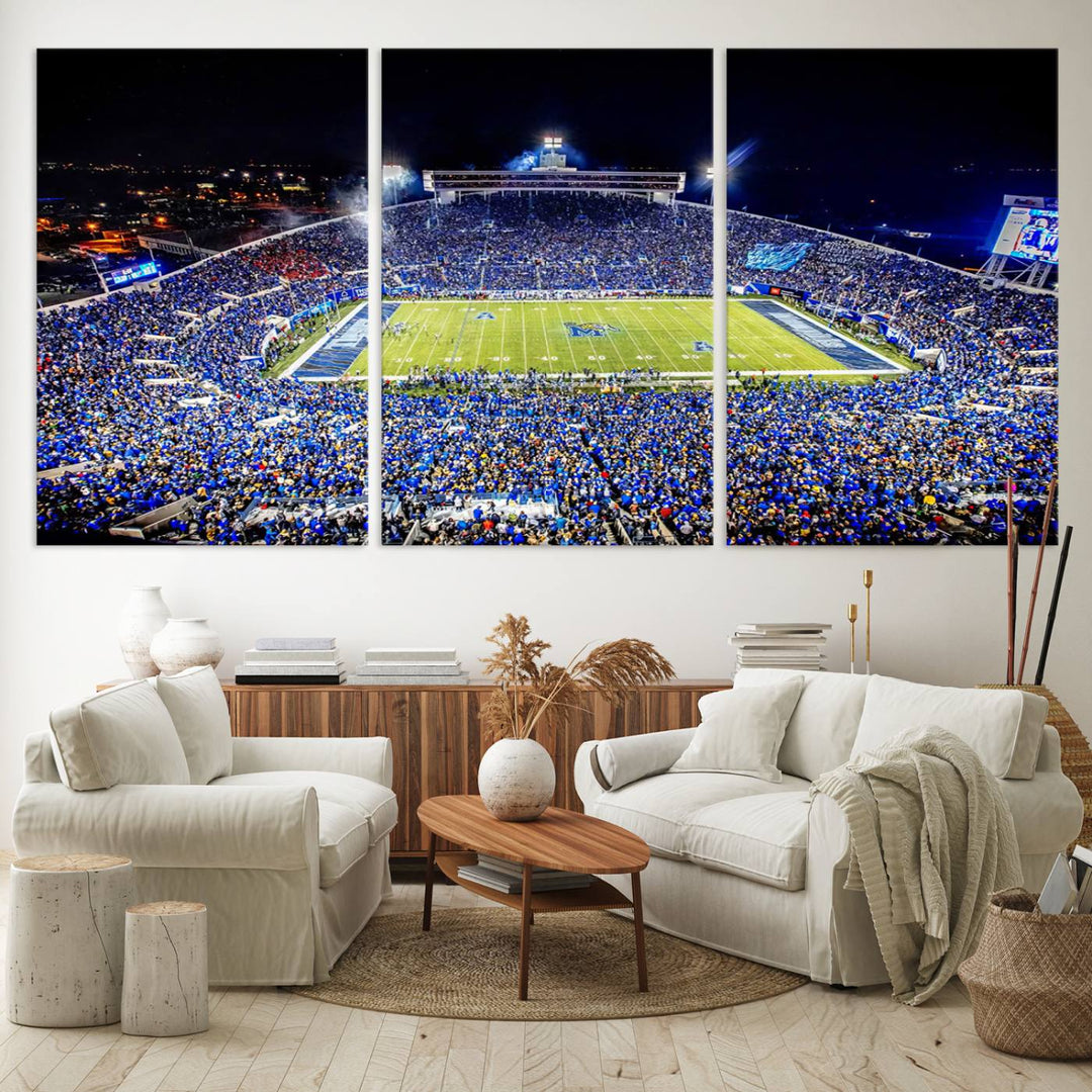 University of Memphis Tigers Football Team Print - Memphis Simmons Bank Liberty Stadium Wall Art Canvas Print