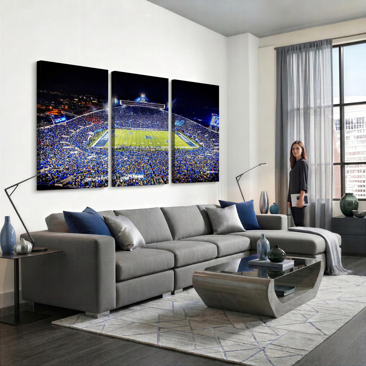 11665-PAN-FL-20X10 - University of Memphis Tigers Football Team Print - Memphis Simmons Bank Liberty Stadium Wall Art