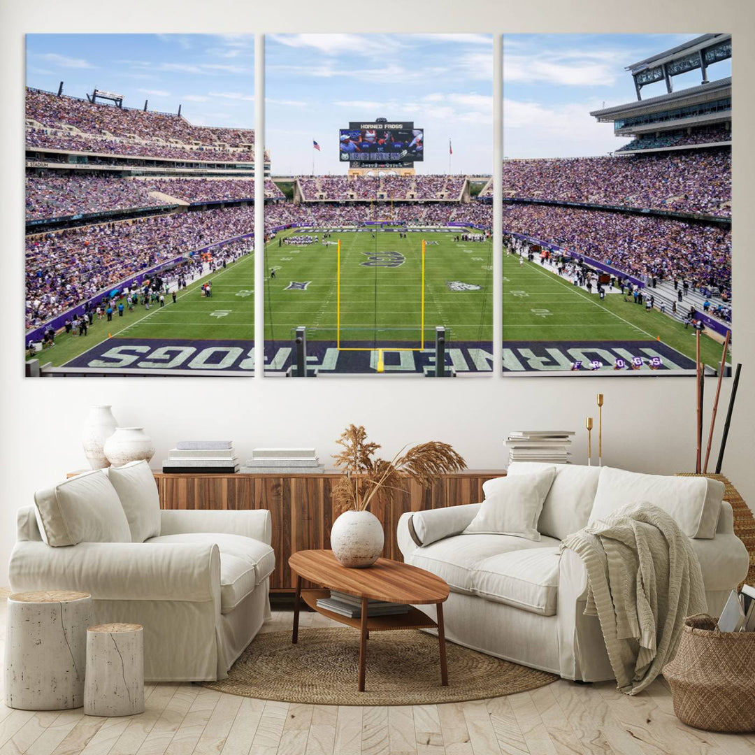 TCU Horned Frogs Football Team Print - Fort Worth Amon G. Carter Stadium Wall Art Canvas Print.t