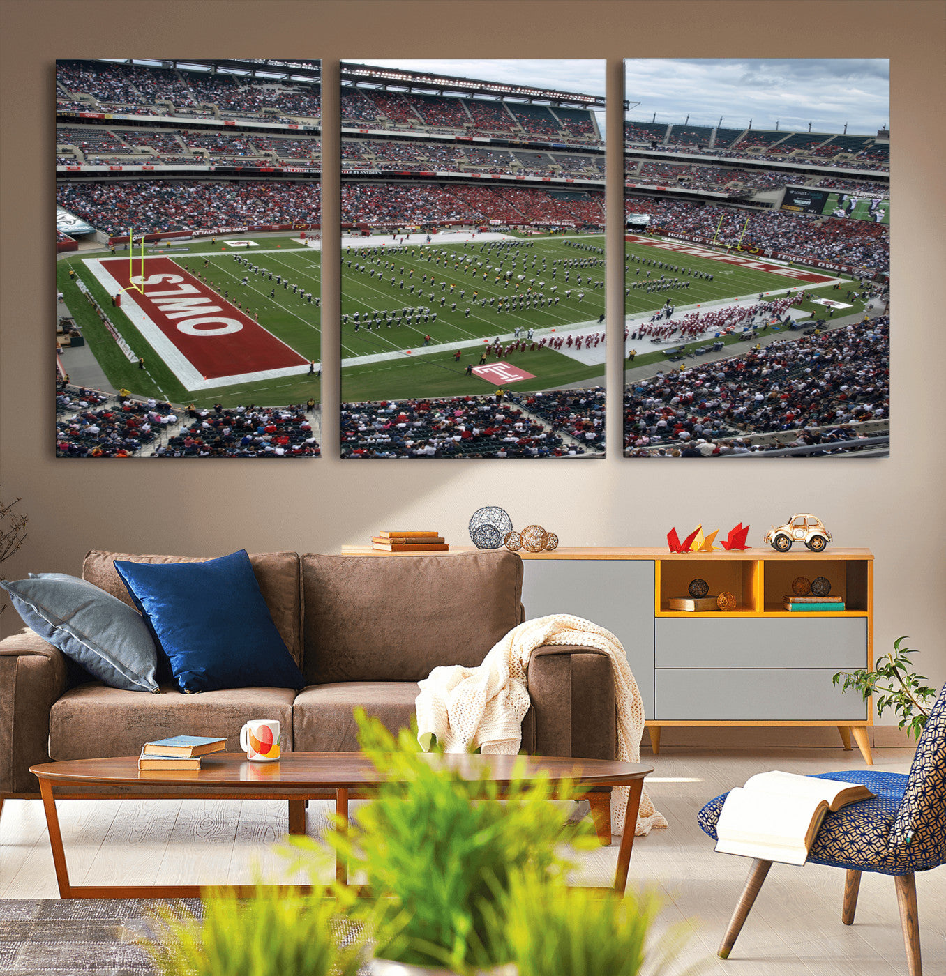 MGV-CV-60X30-3P - The Temple University Owls Athletics Team Print - Philadelphia Lincoln Financial Field Stadium Wall