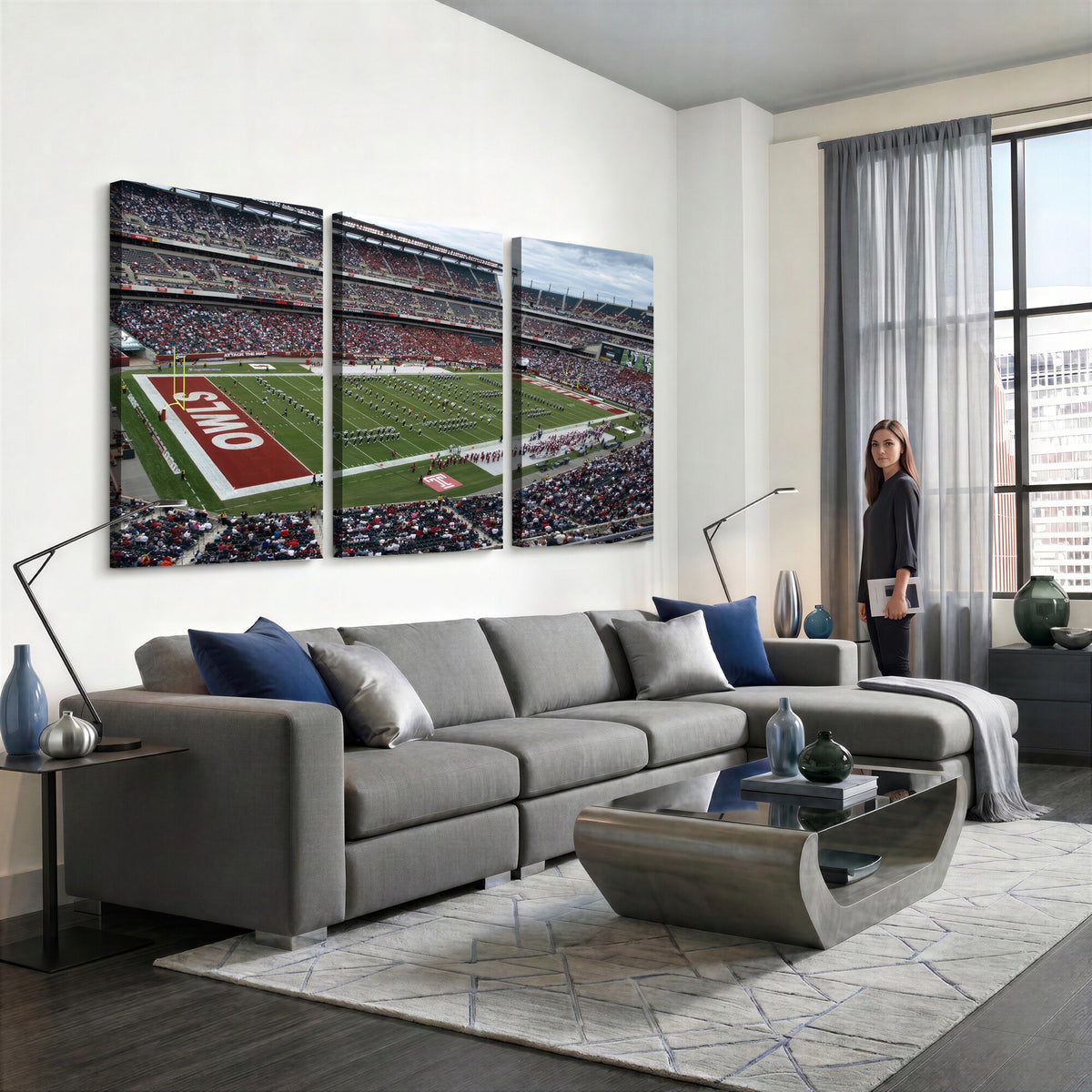 15310-PAN-FL-20X10 - The Temple University Owls Athletics Team Print - Philadelphia Lincoln Financial Field Stadium Wall