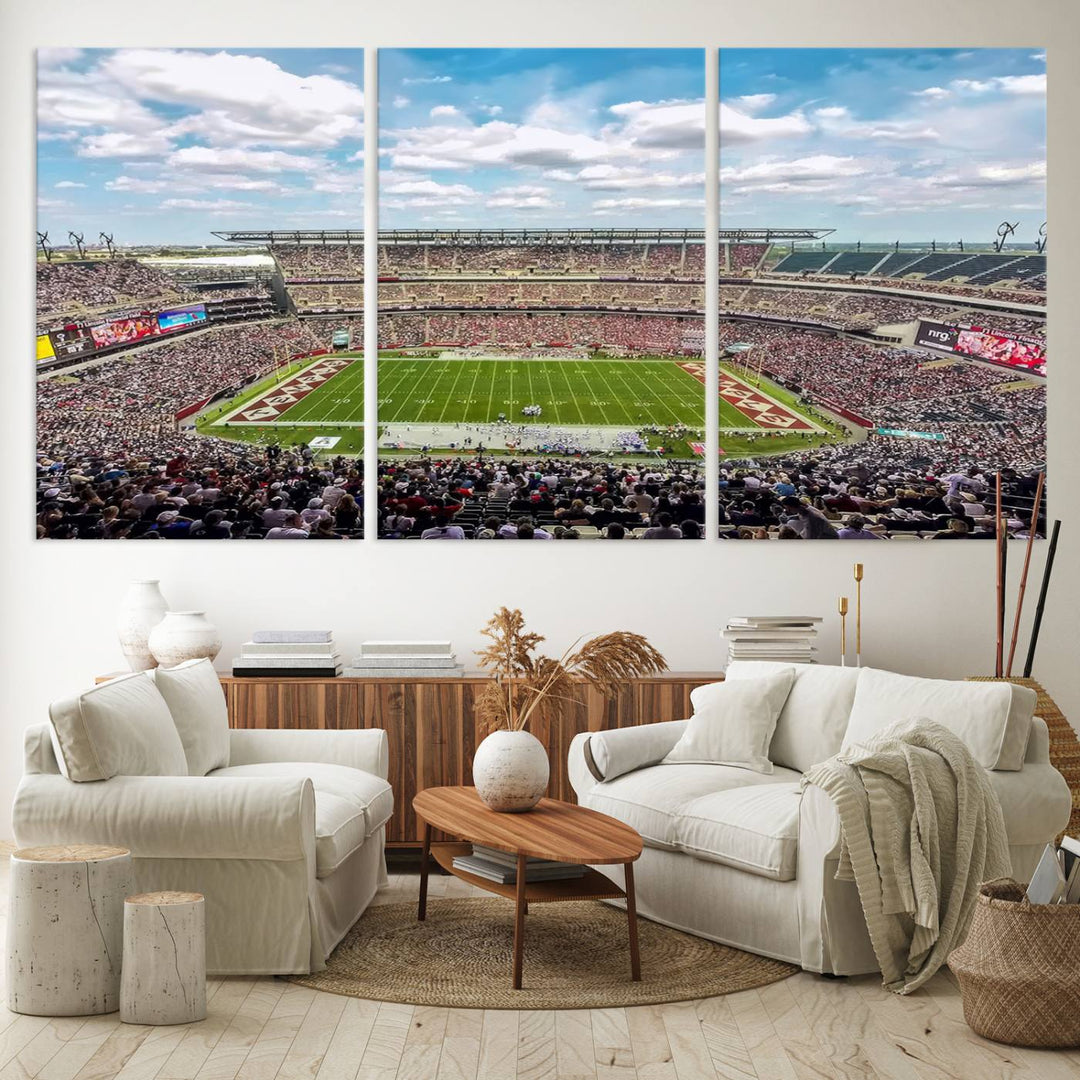 The Temple University Owls Athletics canvas print of a game at Lincoln Financial Field.