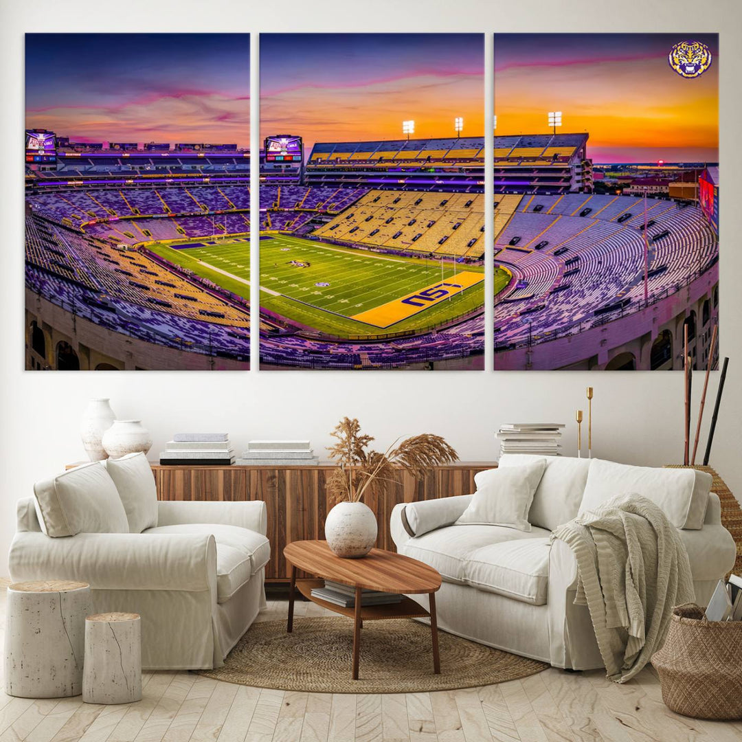 The Louisiana State University Tigers Football Team Print - Baton Rouge Tiger Stadium Wall Art Canvas Print