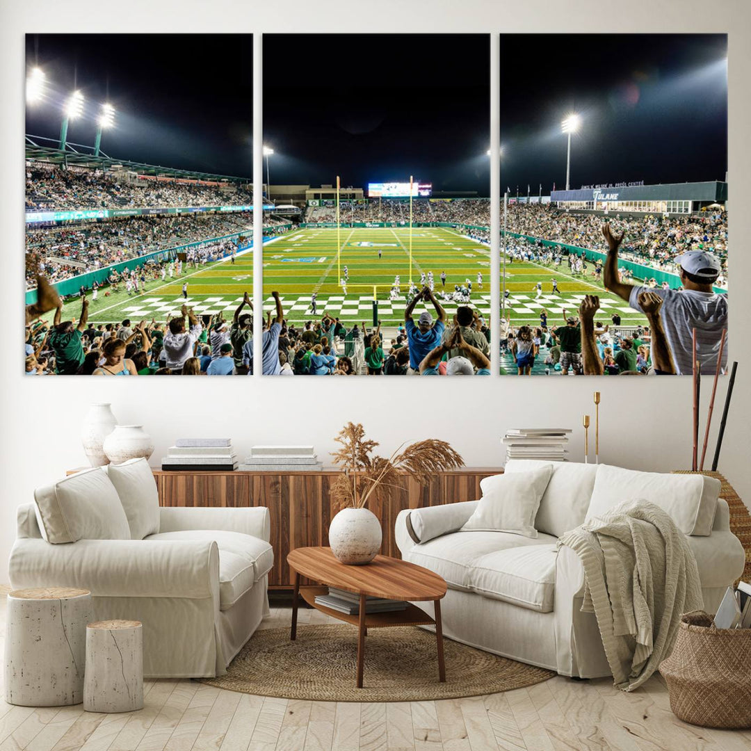 The Tulane University Green Wave Football Team Print - New Orleans Yulman Stadium Wall Art Canvas Print