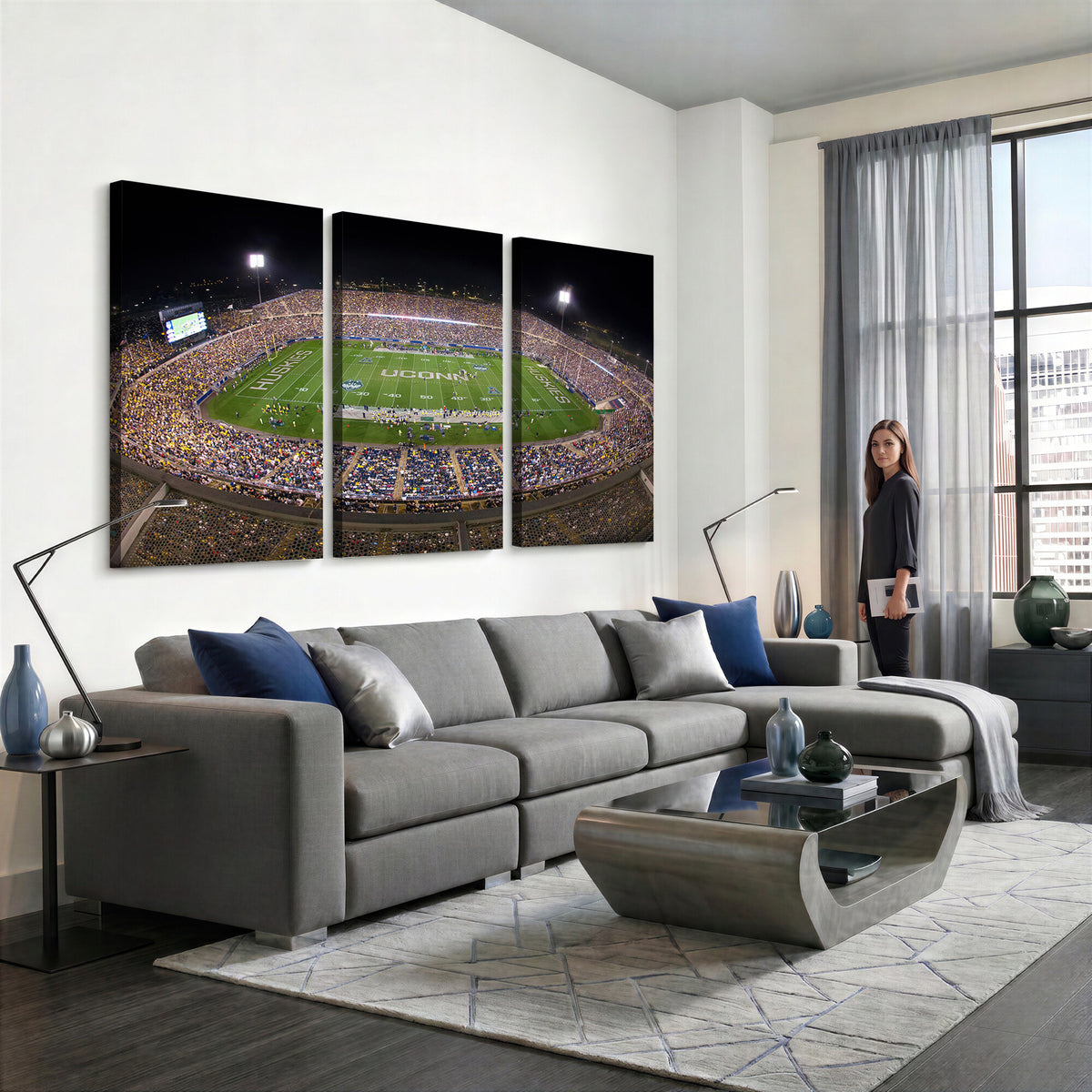 52855-MGV-CV-36X24 - The University of Connecticut UCONN Huskies Football Team Print, East Hartford