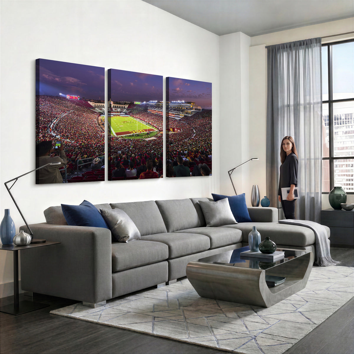73373-MGV-CV-36X24 - The University of Southern California USC Trojans Football Team Print, Extra Large Game Room Wall Decor