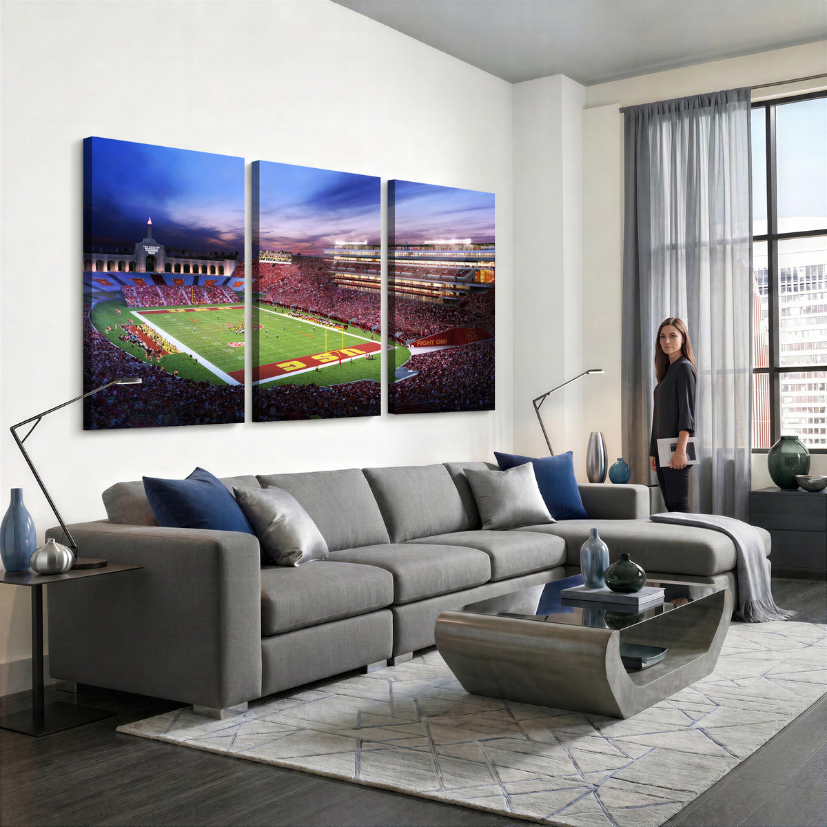 71879-MGV-CV-36X24 - The University of Southern California USC Trojans Football Team Print, Framed and Ready to Hang