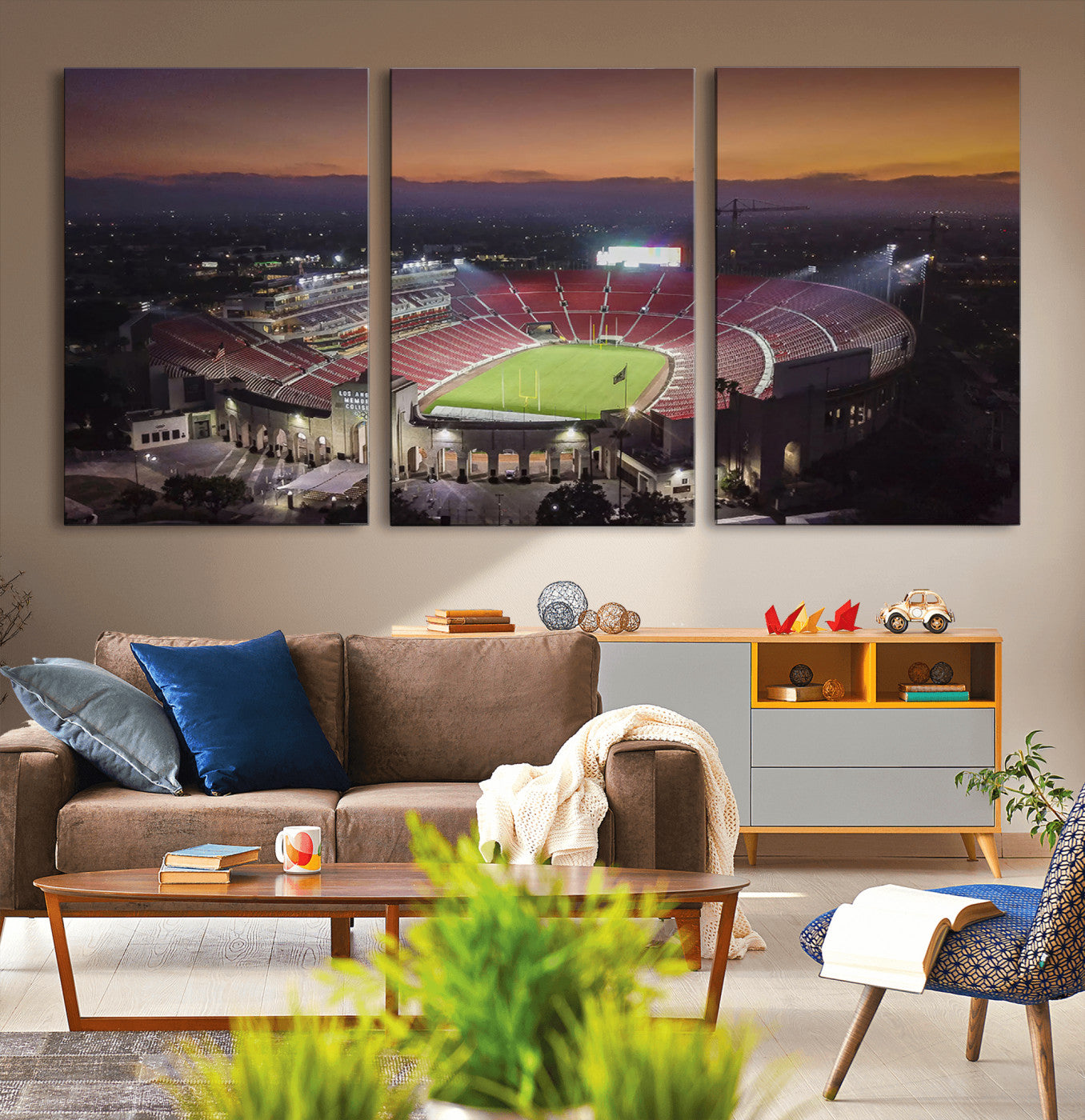 MGV-CV-60X30-3P - The University of Southern California USC Trojans Football Team Print - Los Angeles Memorial