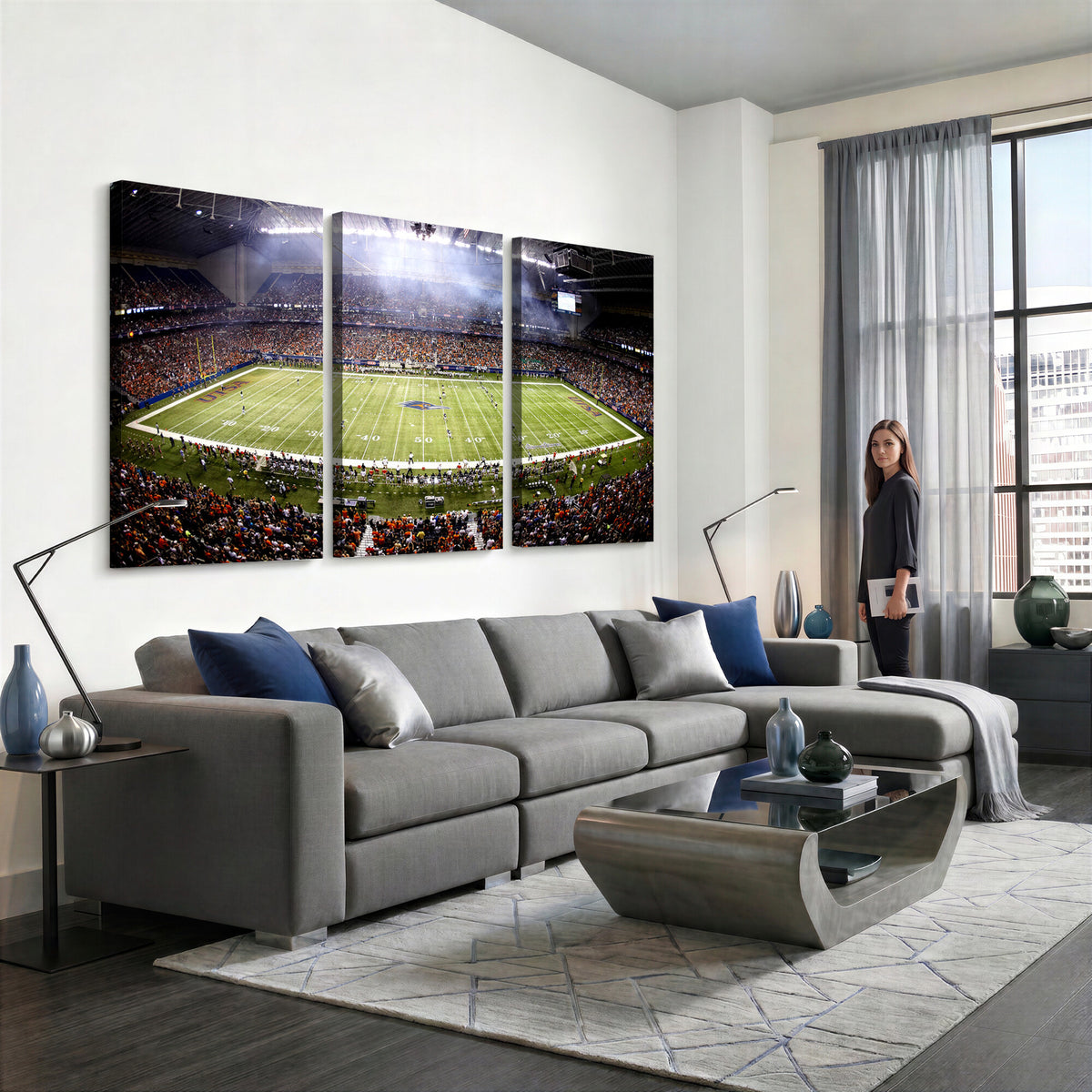 46972-MGV-CV-36X24 - The University of Texas at San Antonio Roadrunners Football Team Print, Framed and Ready to Hang
