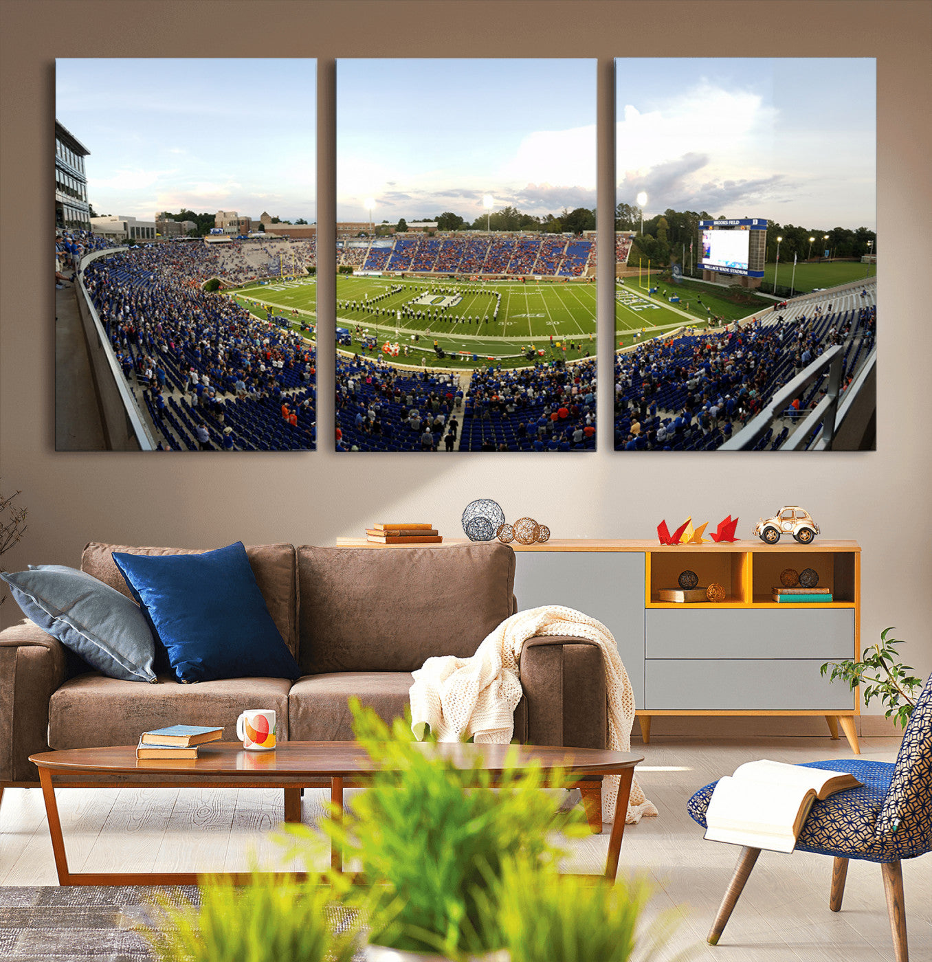 MGV-CV-60X30-3P - The Duke University Blue Devils Football Team Print - Durham Wallace Wade Stadium Wall Art Canvas