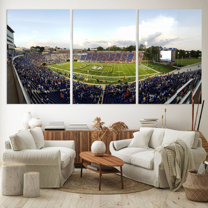 Wallace Wade Stadium print featuring a green field and sky.