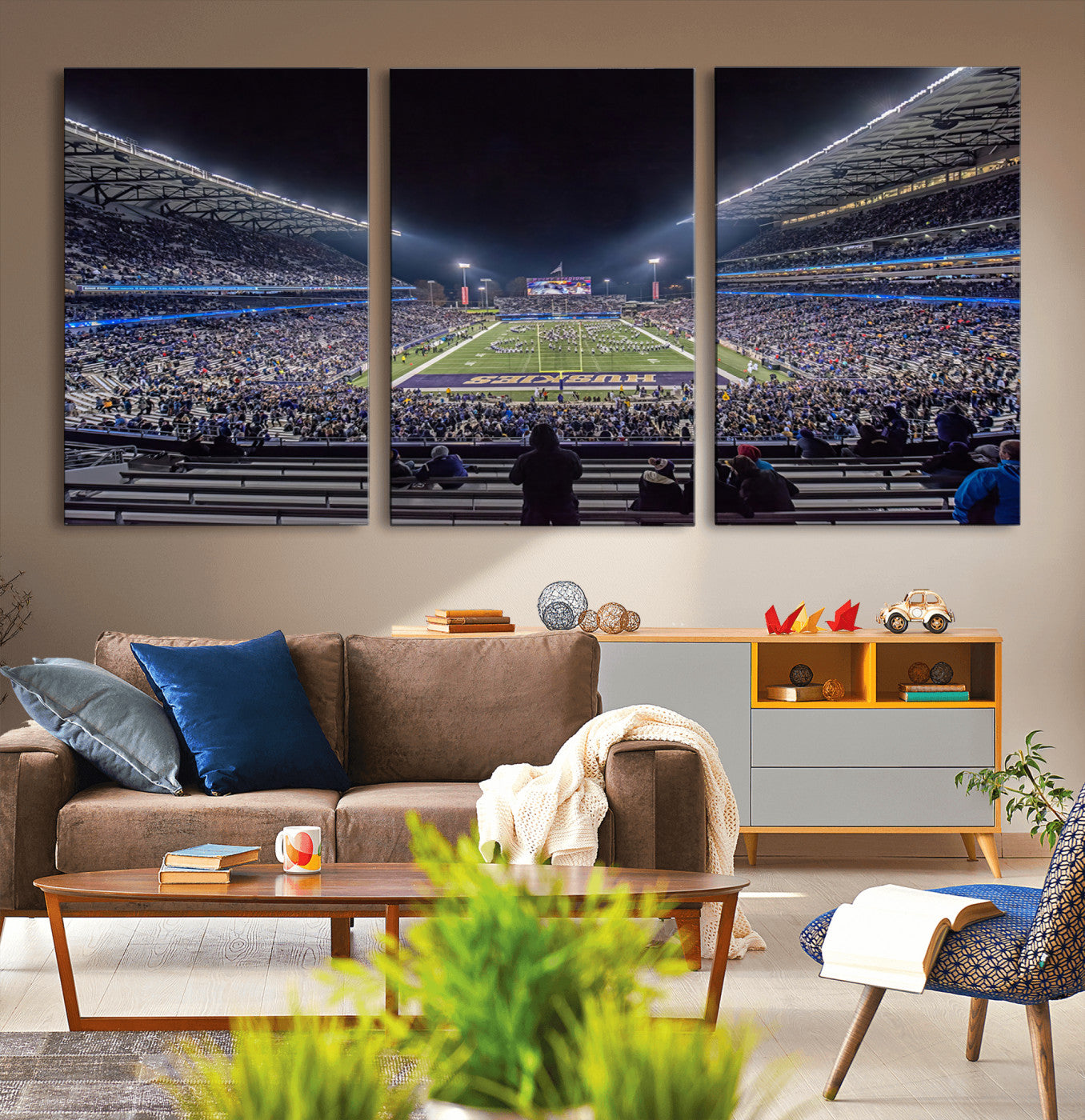 MGV-CV-60X30-3P - The University of Washington Huskies Football Team Print - Seattle Husky Stadium Wall Art Canvas