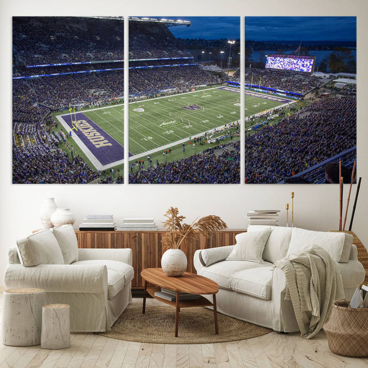 The University of Washington Huskies Football Team Print - Seattle Husky Stadium Wall Art Canvas Print