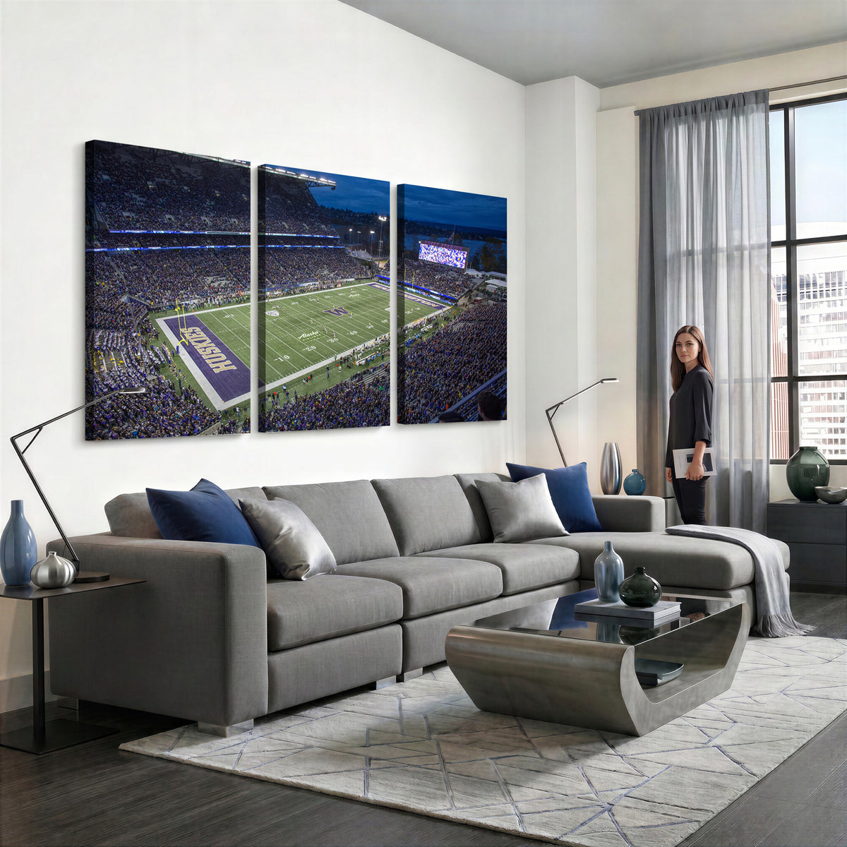 84780-MGV-CV-36X24 - The University of Washington Huskies Football Team Print, Framed and Ready to Hang